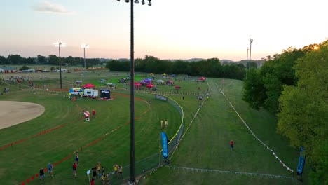 Cross-country-race-at-American-high-school-during-sunset