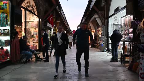 People-walking-through-the-market,-Istanbul,-Turkey,-Europe