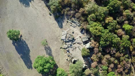 Drone-orbiting-above-Beglik-Tash-a-prehistoric-rock-sanctuary-situated-on-the-southern-Black-Sea-coast-of-Bulgaria