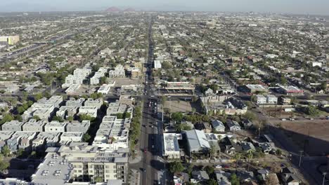 Phoenix,-Arizona-suburb-of-downtown-neighborhood-aerial-flyover