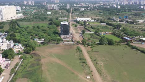 RAJKOT-CITY-AERIAL-VIEW-Construction-work-of-high-rise-building-near-Don-Camaro-Kalavad-Road-is-going-on