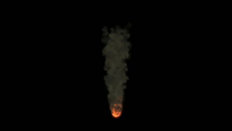 Visual-effects,-VFX,-fire-with-thick-smoke-rising-high-on-black-background-2D-animation