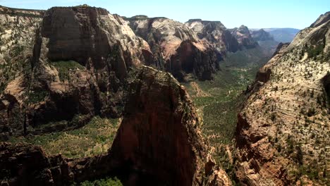 A-circular-slow-motion-cinematic-drone-footage-of-Zion-National-Park-rocks-of-different-shapes-and-sizes