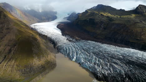 Drone-Shot-Of-Svínafellsjökull-Glacier-In-Iceland-At-Daytime