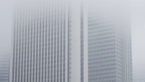 Skyscraper-Office-Building-in-Cloud,-Nishi-Shinjuku,-Tokyo,-Japan