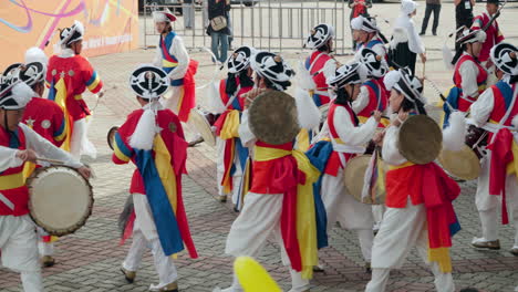 Pungmul-or-Nongak-Farmers-Dance-Performance-During-Geumsan-Insam-Ginseng-Festival-in-Geumsan-gun,-South-Korea