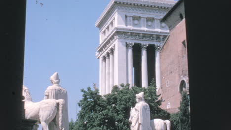 Statue-of-Pollux-on-a-Horse-on-the-Cordonata-Staircase-in-Rome-in-1960s