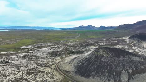 View-Of-Craters-At-Berserkjahraun-Lava-Field-In-West-Iceland---Aerial-Drone-Shot
