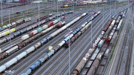 Large-cargo-train-sets-waiting-at-Muttenz-train-depot