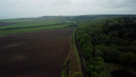 Aerial-Drone-video-of-the-Poppy-Train-Line,-in-the-countryside-of-North-Norfolk