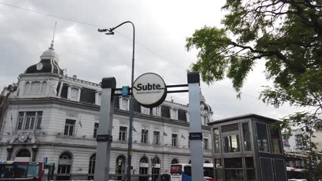 Entrance-to-Buenos-Aires-Underground-in-Capital-City-Street-Flores-Metro-Station