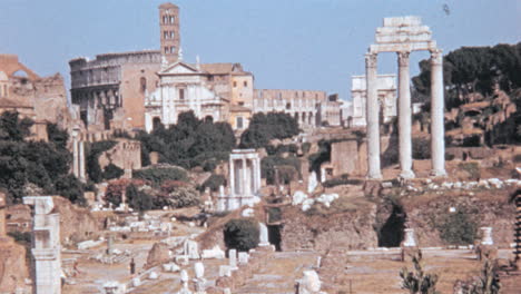 Tempel-Von-Castor-Und-Pollux-In-Den-Ruinen-Des-Forum-Romanum-In-Rom-In-Den-1960er-Jahren