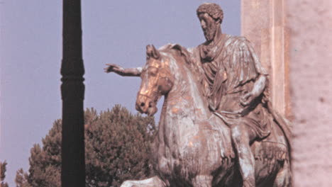 Reiterskulptur-Von-Marcus-Aurelius-Im-Palazzo-Senatorio-In-Rom,-1960er-Jahre
