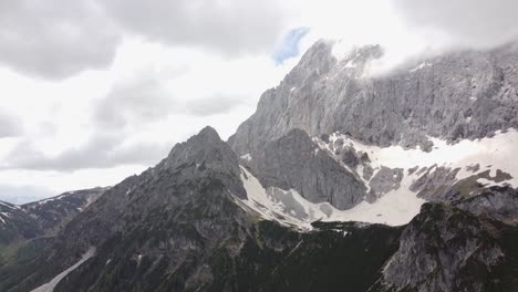 4K-drone-shot-of-majestic-Dachstein-Glacier,-Styria,-Austria-in-the-Alps