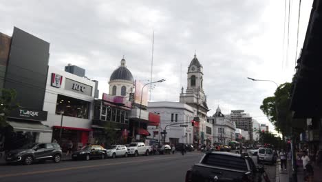 Flores-Neighborhood-in-Buenos-Aires-City-Rivadavia-Avenue,-Pope-Francis-Church-Basilica-San-José-de-Flores