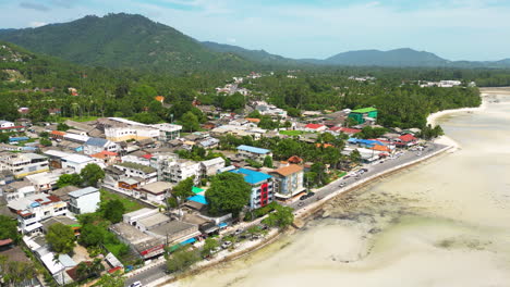 Nathon-Town,-Coastal-Town-in-Koh-Samui,-Thailand,-Aerial