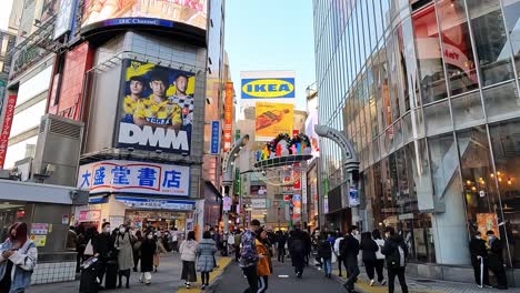 View-of-Shibuya-Crossing,-one-of-the-busiest-crosswalks-in-the-world