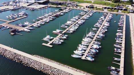 New-modern-pier-for-yachts-in-Tallinn,-aerial-view