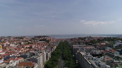 Lisbon-Portugal-aerial-cityscape-Liberdade-Avenue-and-Marques-de-Pombal-square