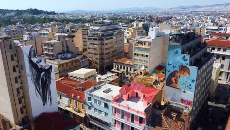 Athens-city-centre-buildings-and-skyline-on-a-beautiful-day,-Aerial-view