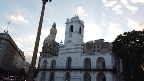 Argentine-Famous-Building,-Cabildo-of-Buenos-Aires-Central-Independence-Landmark-White-Facade-in-Microcentro