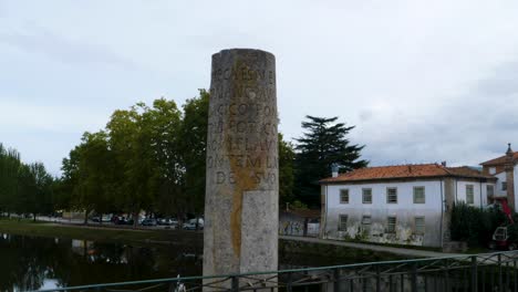 Aquae-Flaviae-Roman-Bridge-Milestone,-Chaves,-Portugal