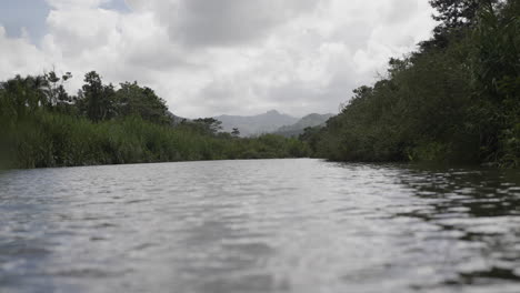 Zeitlupenaufnahme-Des-Puerto-ricanischen-Gebirgstals-Mit-Einem-Fluss