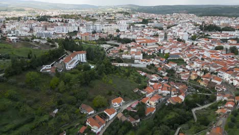 Panoramic-aerial-overview-of-Braganza-city,-Trás-os-Montes,-Portugal