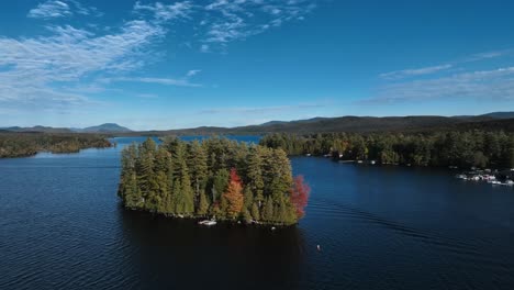 Islet-With-Pine-Trees-By-The-Lake-During-Autumn