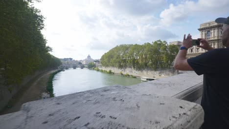 Rome-Immersive-POV:-Moving-Through-Busy-Streets-to-Vatican-City,-Italy,-Europe,-Walking-|-Shaky-Speed-Movement-Past-Tourists-to-River-Tiber