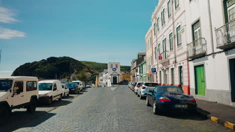 Wide-shot-of-local-Santa-Maria-Town-in-Sao-Miguel-Island,-Azores,-Portugal