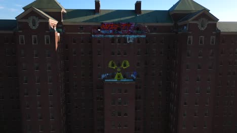 An-aerial-view-of-the-desolate-Kings-Park-Psychiatric-Center-on-a-sunny-day-on-Long-Island,-NY