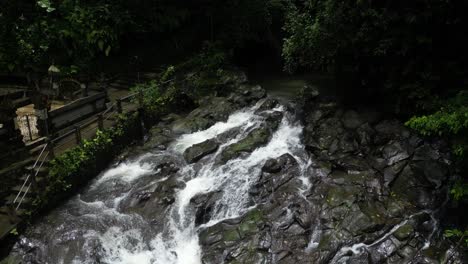 Lots-of-mini-waterfalls-coming-from-a-stream-in-the-north-of-Bali,-Indonesia
