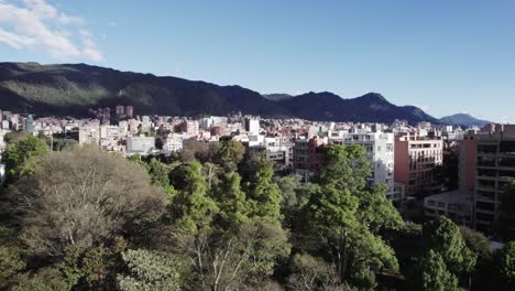 Tilt-up-drone-view-of-settlements-in-Bogota-city