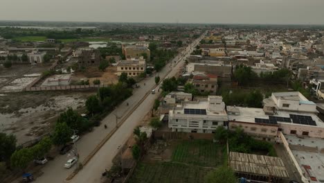 Badin's-Bustling-Street-Aerial-view,-Pakistan
