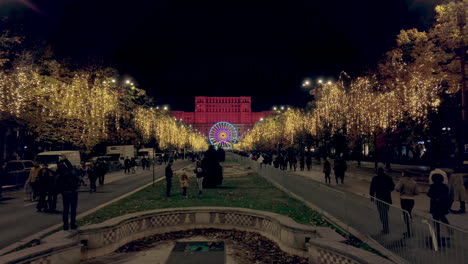 Bucharest-Christmas-Market,-Ferris-wheel-and-illumination,-Bucharest-,Romania