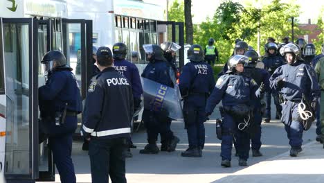 Law-enforcers-such-as-policemen-and-bomb-squad-deployed-for-the-security-of-the-G7-Summit-held-at-Québec-City,-in-Québec,-Canada