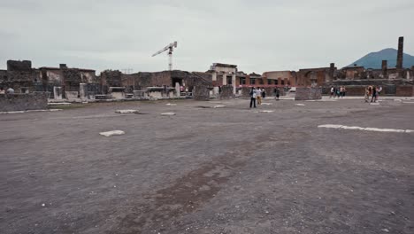 Panoramic-Forum-square-amidst-Pompeii's-ruins,-Italy