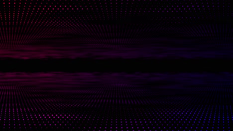 Digital-disco-dot-3D-animation-motion-graphic-tunnel-dot-glow-lighting-mirror-particles-on-abstract-black-background-loop-visual-effect-live-performance-title-4K-purple