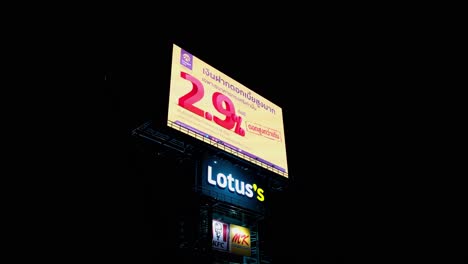 Bank-of-Ayudhya-showing-its-advertisement-on-Lotus's-Super-Market-LED-Billboard-with-KFC,-MK,-Pizza-Company