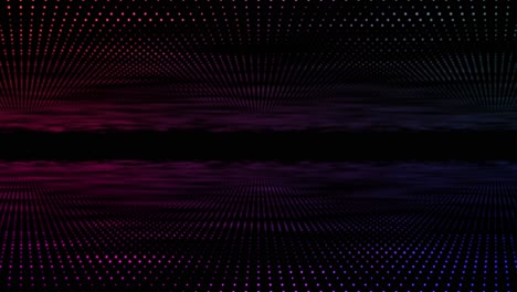 Digital-disco-dot-3D-animation-motion-graphic-tunnel-dot-glow-lighting-mirror-particles-on-abstract-black-background-loop-visual-effect-live-performance-title-4K-pink-purple