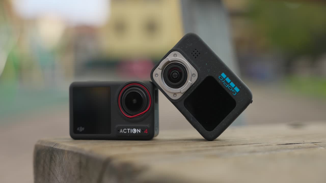 Comparison Between New Modern Action Cameras Free Stock Video Footage ...