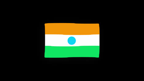 Animación-En-Bucle-Sin-Interrupción-Del-Icono-Del-País-De-La-Bandera-Nacional-De-La-India-Ondeando-Con-Canal-Alfa