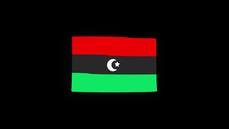 Nationalflagge-Von-Libyen,-Ländersymbol,-Nahtlose-Schleifenanimation,-Winken-Mit-Alphakanal