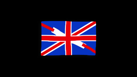 Nationalflagge-Des-Vereinigten-Königreichs,-Ländersymbol,-Nahtlose-Schleifenanimation,-Winken-Mit-Alphakanal