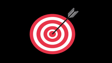 a-red-and-white-target-with-an-arrow-in-the-center-concept-animation-with-alpha-channel