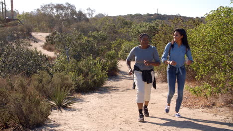 African-American-mother-hiking-with-her-adult-daughter