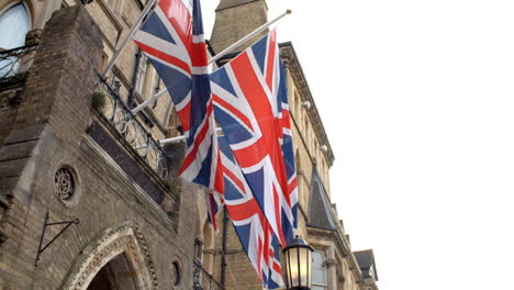 Union-Jack-Flags-Outside-Randolph-Hotel-In-Oxford