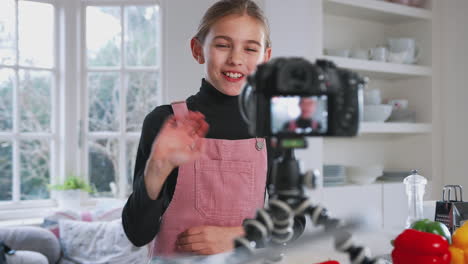 Young-Girl-Vlogger-Making-Social-Media-Video-About-Cooking-For-The-Internet