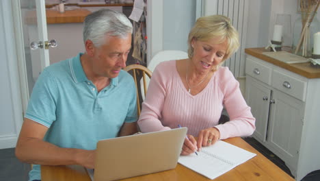 Senior-Retired-Couple-Sitting-At-Table-At-Home-Reviewing-Personal-Finances-On-Laptop